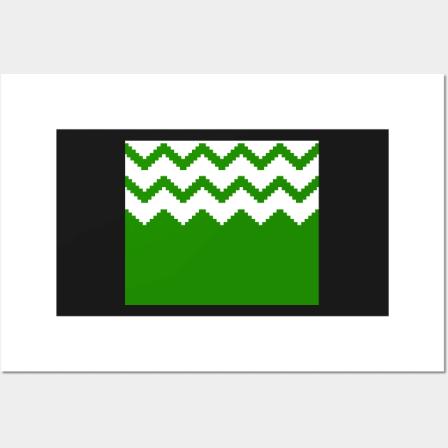 Zigzag geometric pattern - green and white. Wall Art by kerens